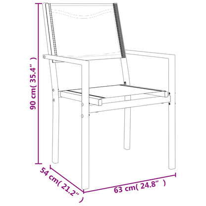 Set da Pranzo da Giardino 3 pz Nero in Acciaio e Textilene - homemem39