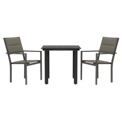 Set da Pranzo da Giardino 3 pz Nero in Acciaio e Textilene | homemem39
