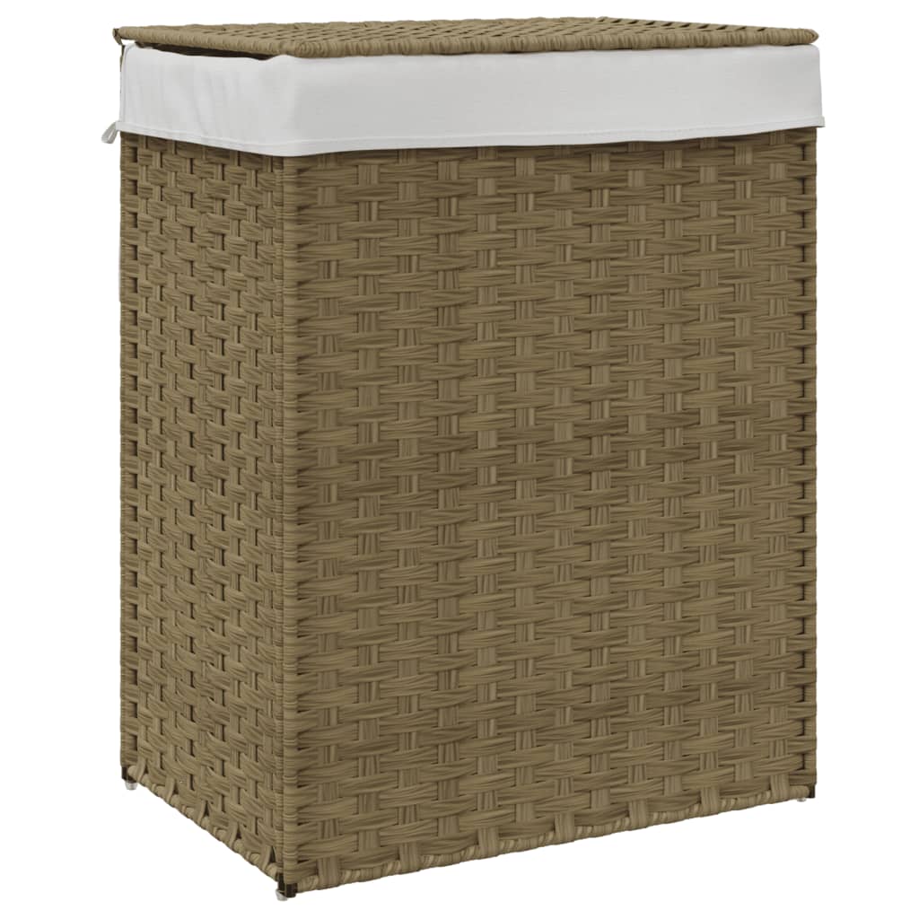 Cesto Portabiancheria con Coperchio 46x33x60 cm Polyrattan | homemem39