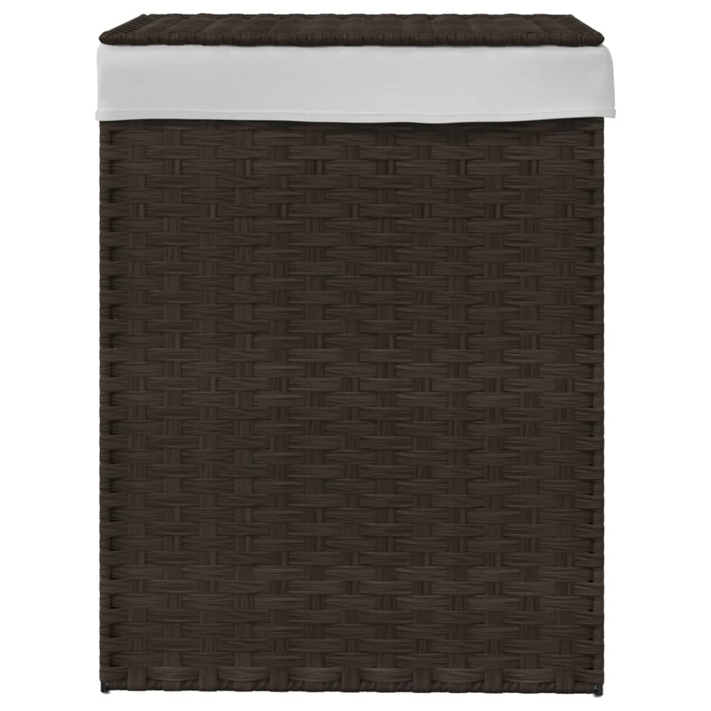 Cesto Biancheria Coperchio Marrone Scuro 46x33x60 cm Polyrattan | homemem39