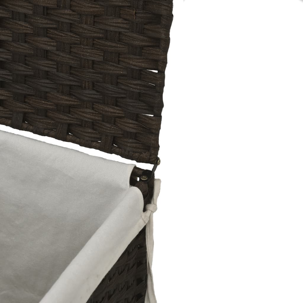Cesto Biancheria Coperchio Marrone Scuro 46x33x60 cm Polyrattan | homemem39