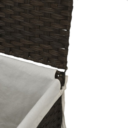 Cesto Biancheria Coperchio Marrone Scuro 46x33x60 cm Polyrattan | homemem39