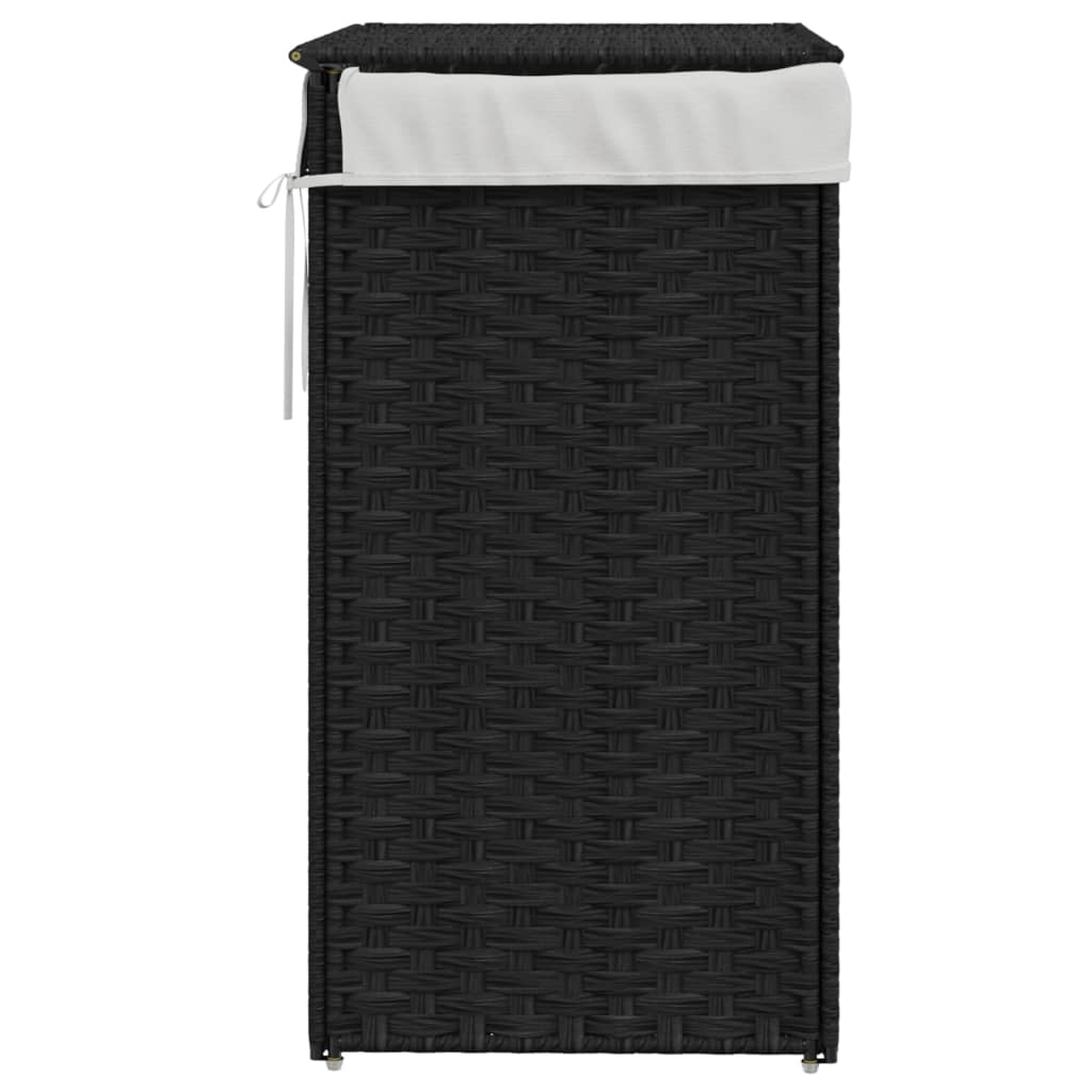 Cesto Portabiancheria con Coperchio Nero 46x33x60 cm Polyrattan | homemem39