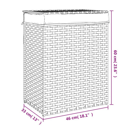Cesto Portabiancheria con Coperchio Nero 46x33x60 cm Polyrattan | homemem39