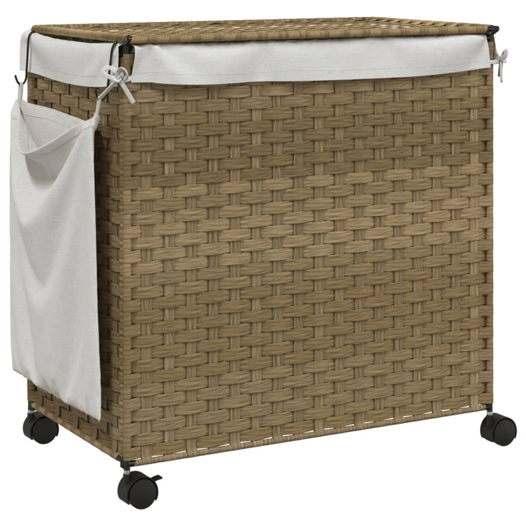 Cesto Portabiancheria con Ruote 60x35x60,5 cm Rattan | homemem39