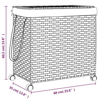 Cesto Portabiancheria con Ruote 60x35x60,5 cm Rattan | homemem39