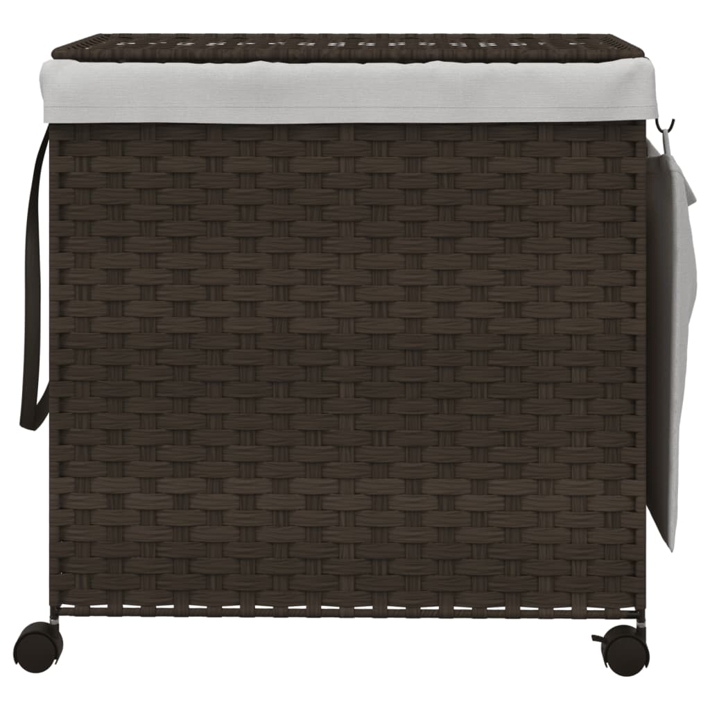 Cesto Portabiancheria Ruote Marrone Scuro 60x35x60,5 cm Rattan | homemem39