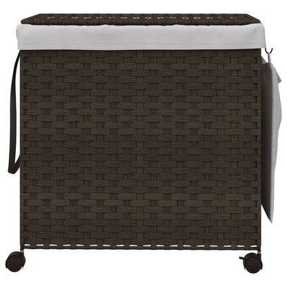 Cesto Portabiancheria Ruote Marrone Scuro 60x35x60,5 cm Rattan | homemem39