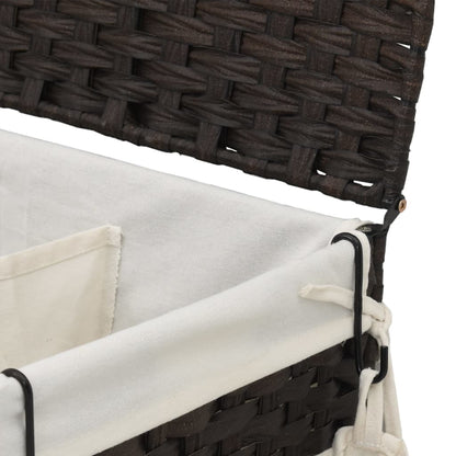 Cesto Portabiancheria Ruote Marrone Scuro 60x35x60,5 cm Rattan | homemem39