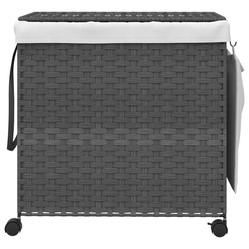 Cesto Portabiancheria con Ruote Grigio 60x35x60,5 cm Rattan | homemem39