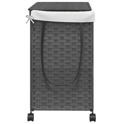 Cesto Portabiancheria con Ruote Grigio 60x35x60,5 cm Rattan | homemem39