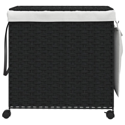 Cesto Portabiancheria con Ruote Nero 60x35x60,5 cm Rattan | homemem39