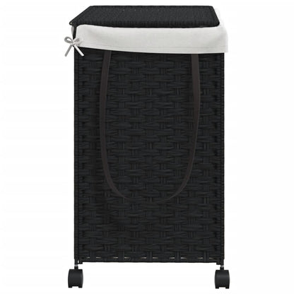 Cesto Portabiancheria con Ruote Nero 60x35x60,5 cm Rattan | homemem39