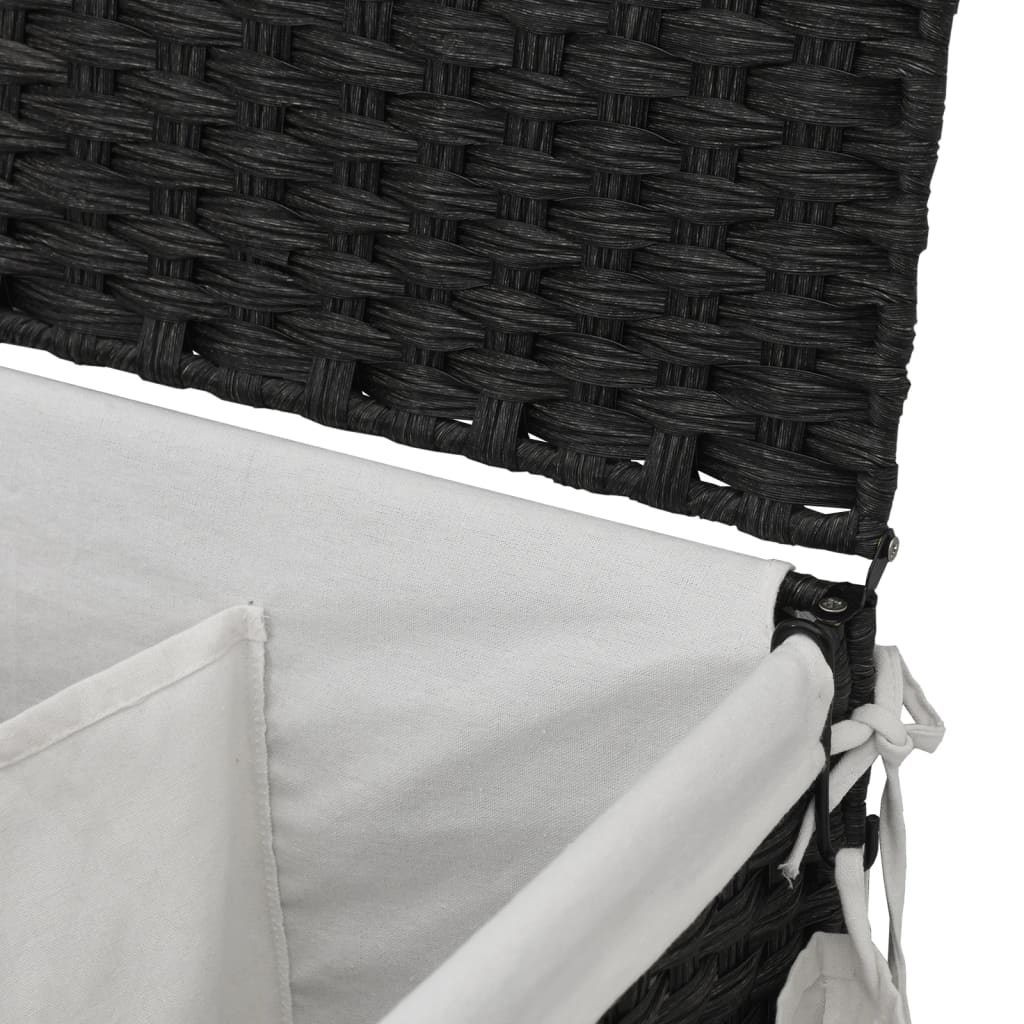 Cesto Portabiancheria con Ruote Nero 60x35x60,5 cm Rattan | homemem39