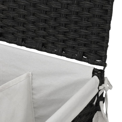 Cesto Portabiancheria con Ruote Nero 60x35x60,5 cm Rattan | homemem39