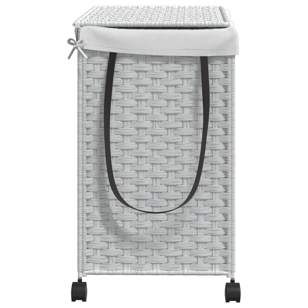 Cesto Portabiancheria con Ruote Bianco 60x35x60,5 cm Rattan | homemem39