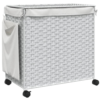 Cesto Portabiancheria con Ruote Bianco 60x35x60,5 cm Rattan | homemem39