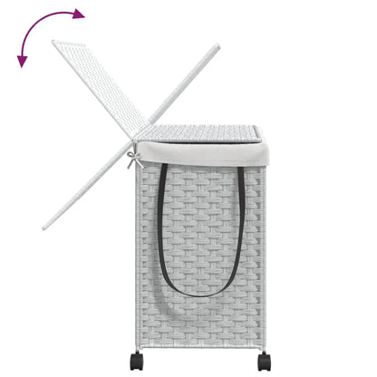 Cesto Portabiancheria con Ruote Bianco 60x35x60,5 cm Rattan | homemem39