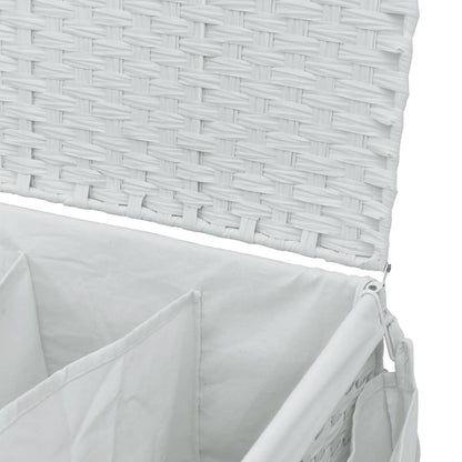 Cesto Portabiancheria con Ruote Bianco 60x35x60,5 cm Rattan | homemem39