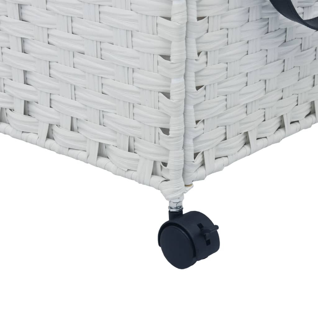 Cesto Portabiancheria con Ruote Bianco 60x35x60,5 cm Rattan | homemem39