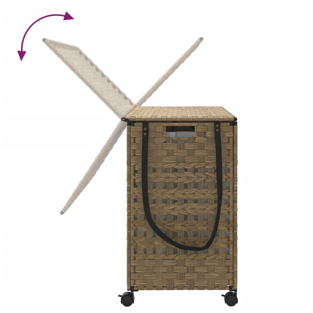 Cesto Portabiancheria con Ruote 66x35x60 cm Rattan | homemem39