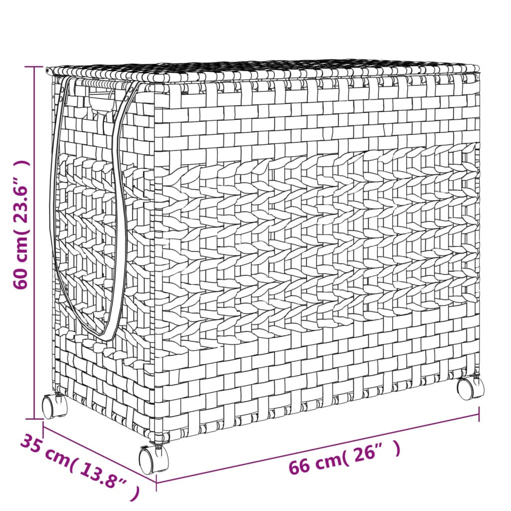 Cesto Portabiancheria con Ruote 66x35x60 cm Rattan | homemem39