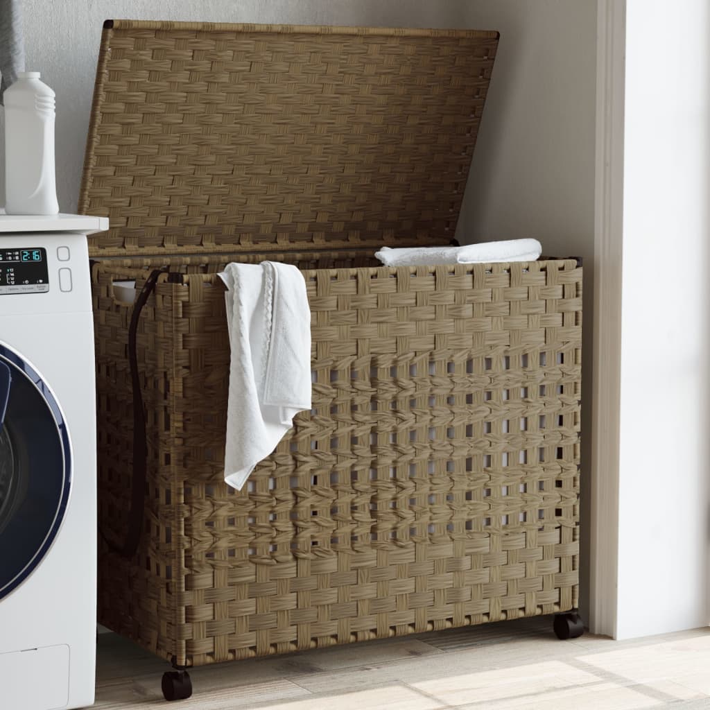 Cesto Portabiancheria con Ruote 66x35x60 cm Rattan | homemem39
