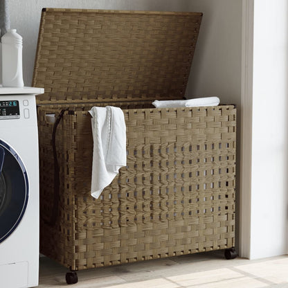 Cesto Portabiancheria con Ruote 66x35x60 cm Rattan | homemem39