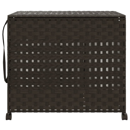 Cesto Portabiancheria Ruote Marrone Scuro 66x35x60 cm Rattan | homemem39