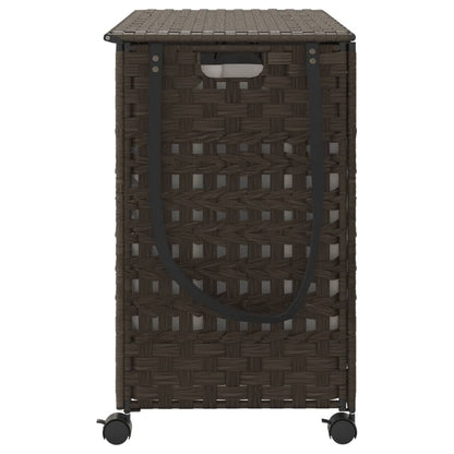 Cesto Portabiancheria Ruote Marrone Scuro 66x35x60 cm Rattan | homemem39