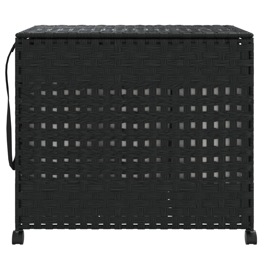 Cesto Portabiancheria con Ruote Nero 66x35x60 cm Rattan | homemem39