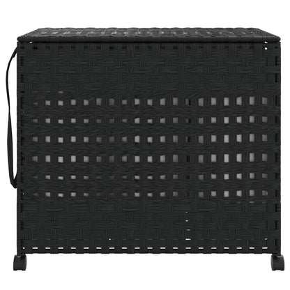 Cesto Portabiancheria con Ruote Nero 66x35x60 cm Rattan | homemem39