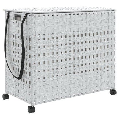 Cesto Portabiancheria con Ruote Bianco 66x35x60 cm Rattan | homemem39