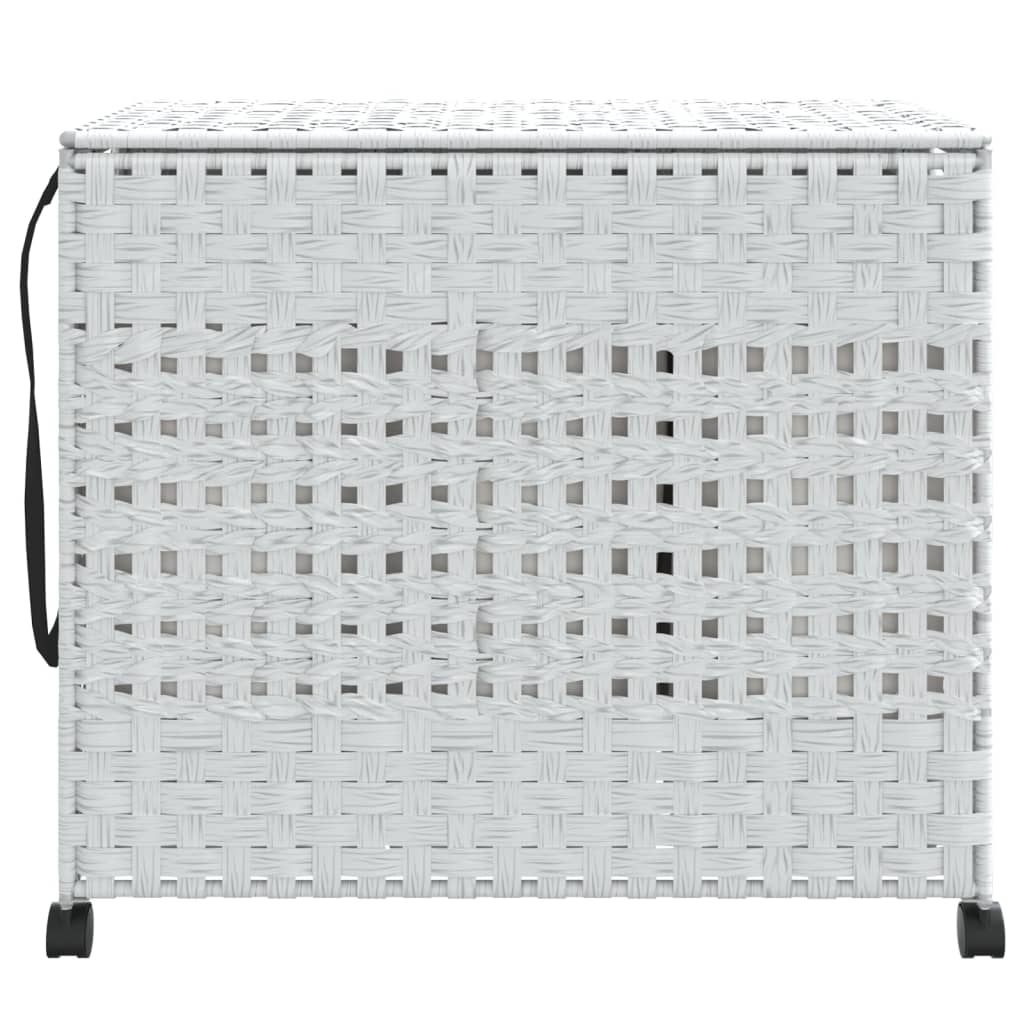 Cesto Portabiancheria con Ruote Bianco 66x35x60 cm Rattan | homemem39
