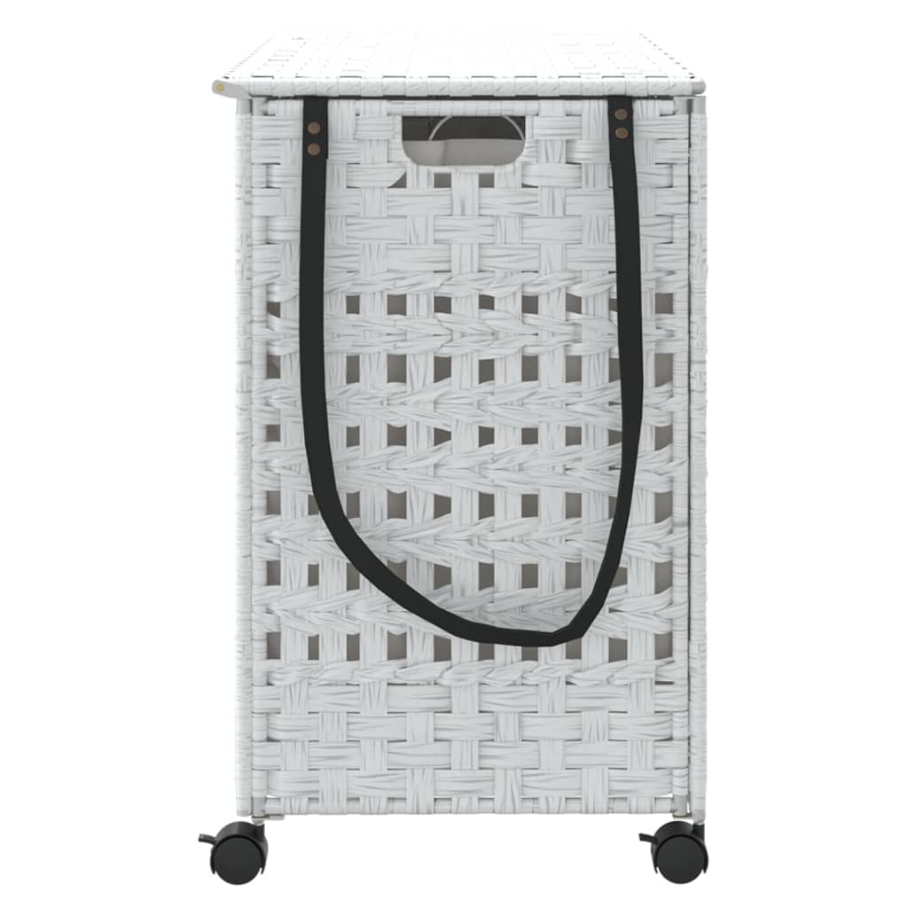 Cesto Portabiancheria con Ruote Bianco 66x35x60 cm Rattan | homemem39