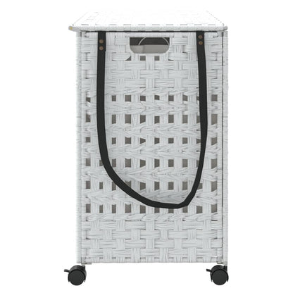 Cesto Portabiancheria con Ruote Bianco 66x35x60 cm Rattan | homemem39
