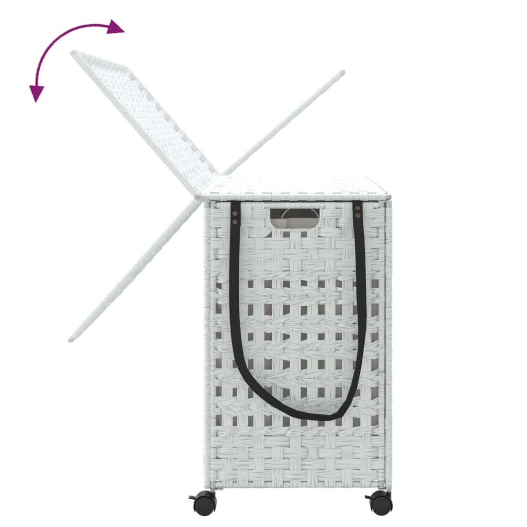 Cesto Portabiancheria con Ruote Bianco 66x35x60 cm Rattan | homemem39
