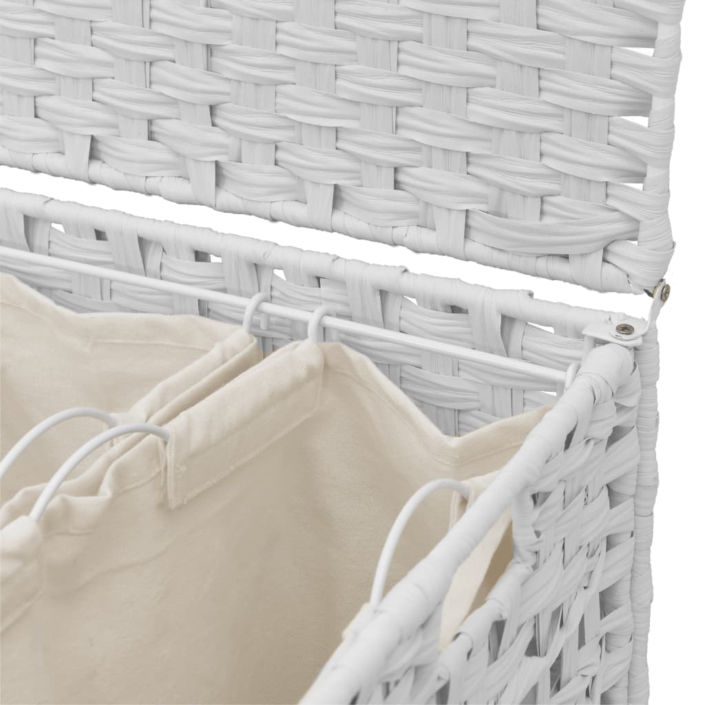 Cesto Portabiancheria con Ruote Bianco 66x35x60 cm Rattan | homemem39