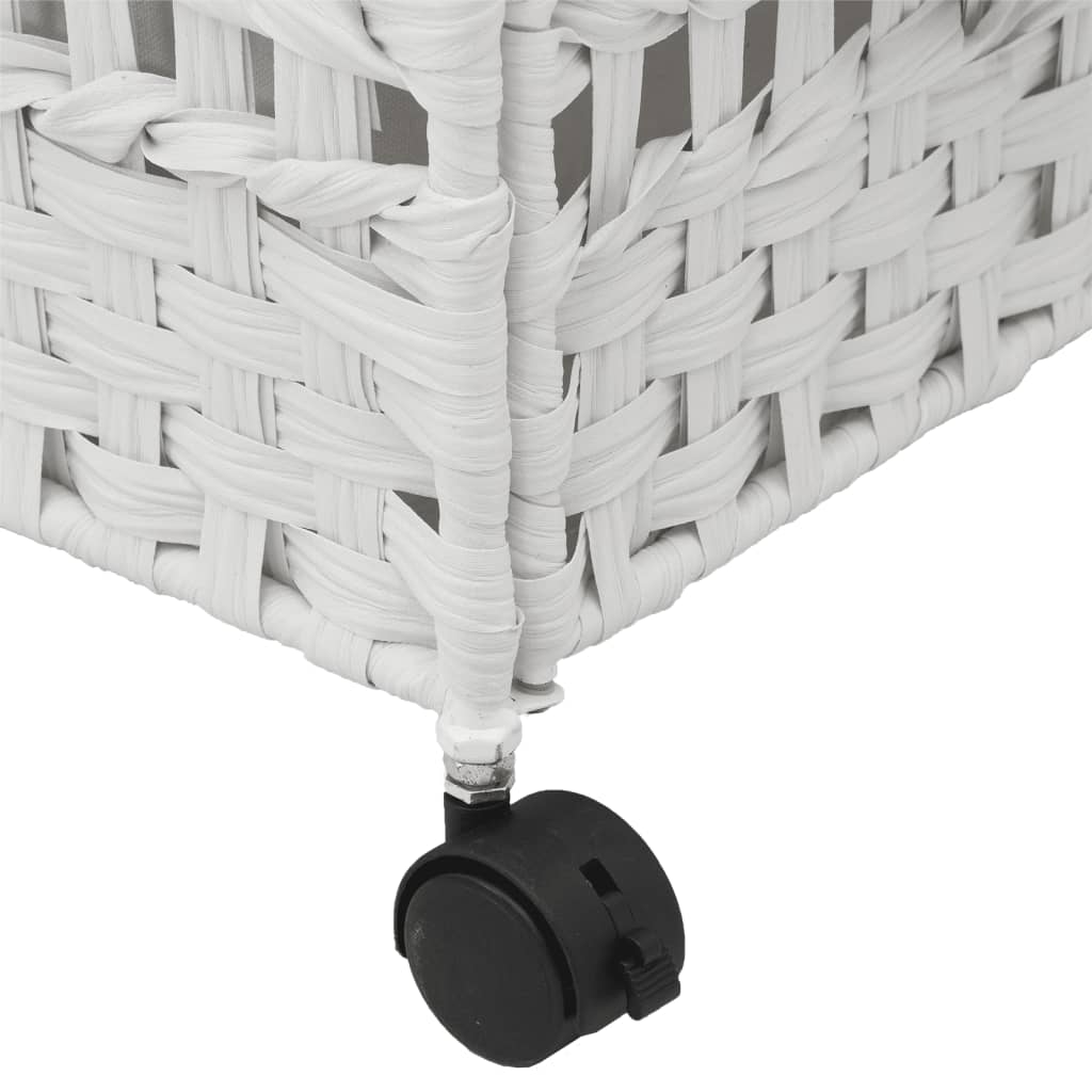 Cesto Portabiancheria con Ruote Bianco 66x35x60 cm Rattan | homemem39