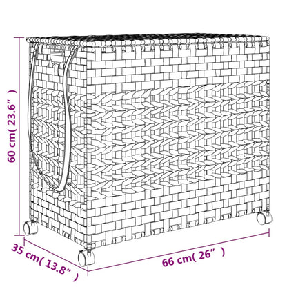 Cesto Portabiancheria con Ruote Bianco 66x35x60 cm Rattan | homemem39