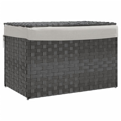 Cesto Portabiancheria Coperchio Grigio 55,5x35x34 cm Polyrattan | homemem39