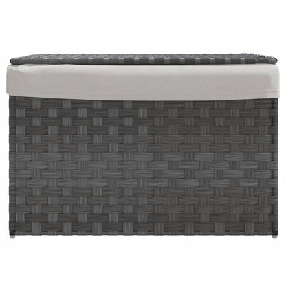 Cesto Portabiancheria Coperchio Grigio 55,5x35x34 cm Polyrattan | homemem39