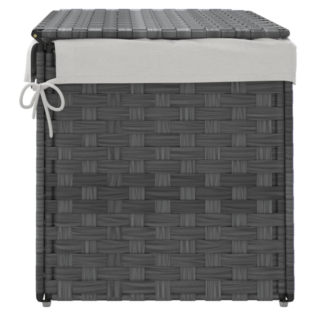 Cesto Portabiancheria Coperchio Grigio 55,5x35x34 cm Polyrattan | homemem39