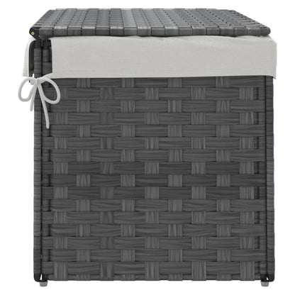 Cesto Portabiancheria Coperchio Grigio 55,5x35x34 cm Polyrattan | homemem39