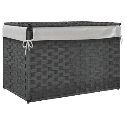 Cesto Portabiancheria Coperchio Grigio 55,5x35x34 cm Polyrattan | homemem39