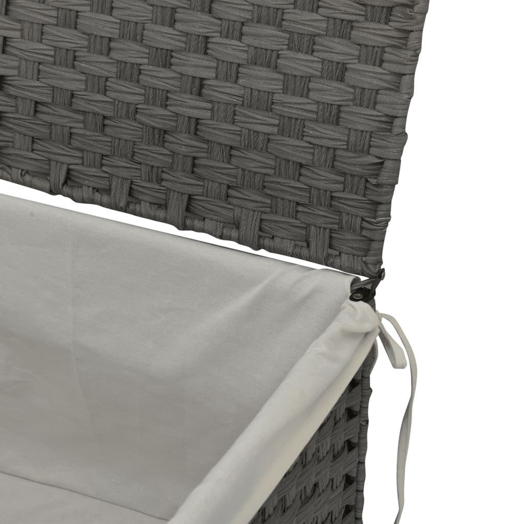 Cesto Portabiancheria Coperchio Grigio 55,5x35x34 cm Polyrattan | homemem39