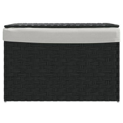 Cesto Portabiancheria Coperchio Nero 55,5x35x34 cm Polyrattan | homemem39