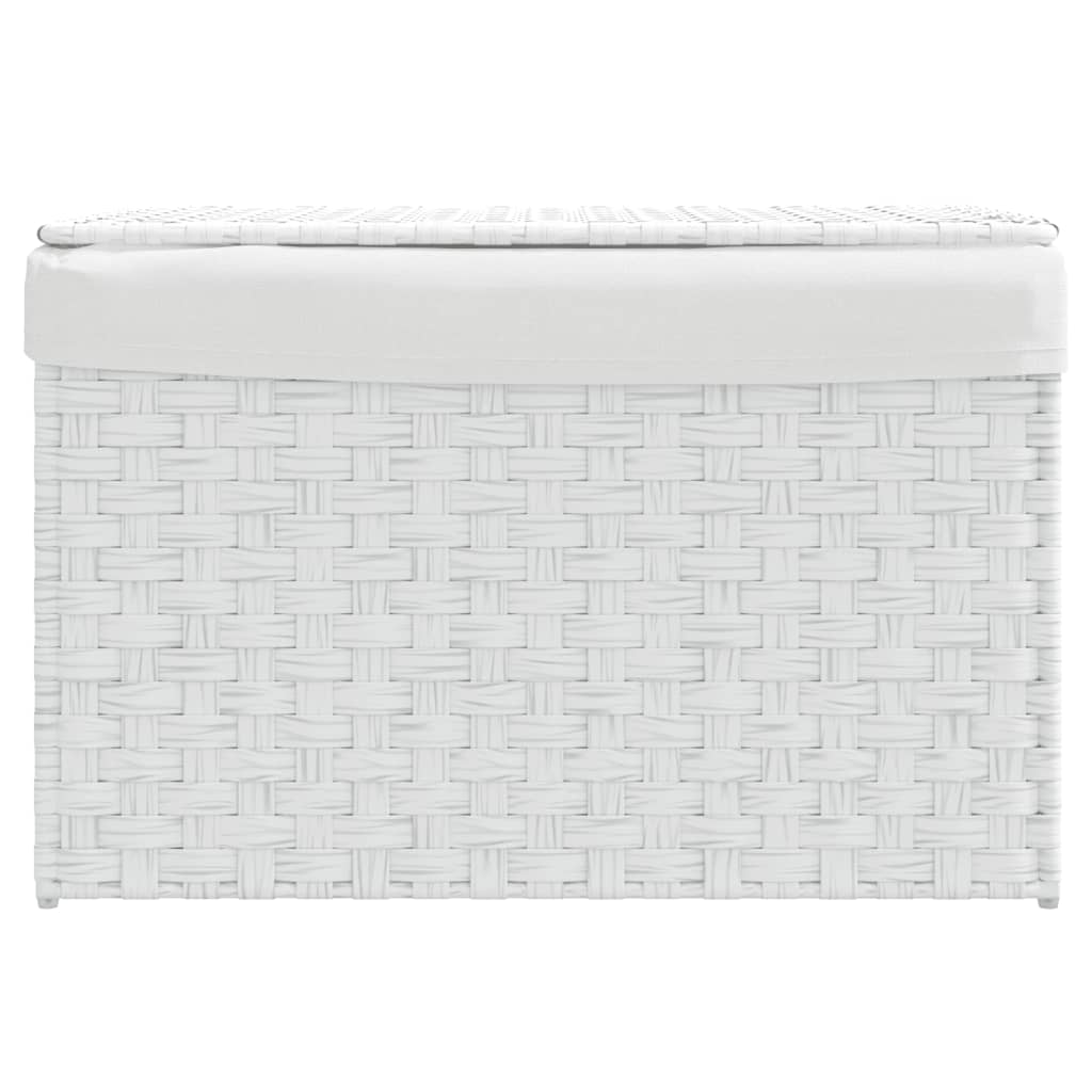 Cesto Portabiancheria Coperchio Bianco 55,5x35x34 cm Polyrattan | homemem39