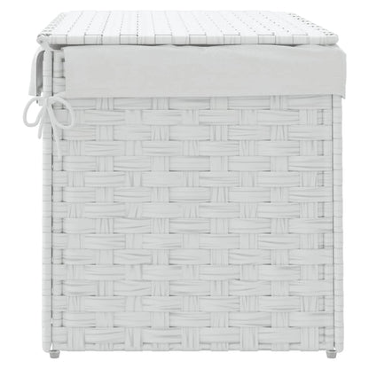 Cesto Portabiancheria Coperchio Bianco 55,5x35x34 cm Polyrattan | homemem39