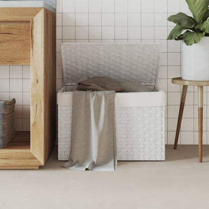 Cesto Portabiancheria Coperchio Bianco 55,5x35x34 cm Polyrattan | homemem39